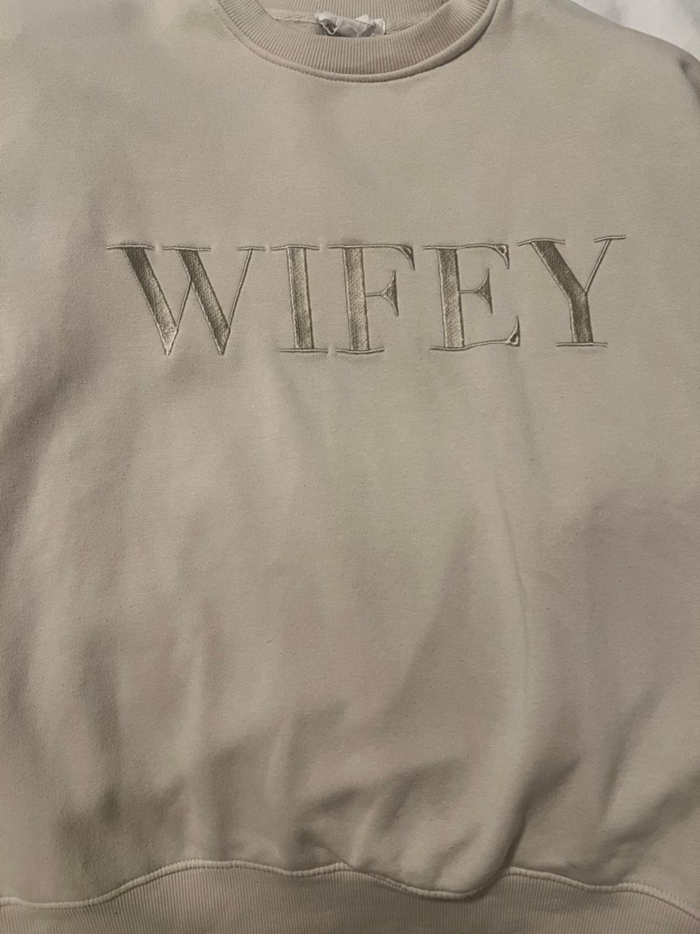 Wifey Embroidered Crewneck Sweatshirt - Neutral